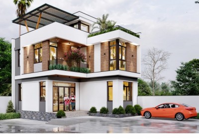 Mẫu nhà biệt thự villa 12x8 m phong cách hiện đại 